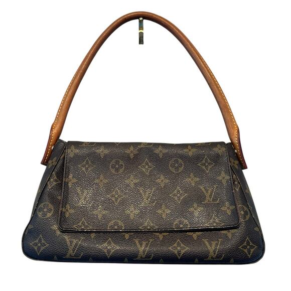 Louis Vuitton Brown Tan Mini LV Monogram Canvas Looping Single Handle Handbag - Picture 2 of 9